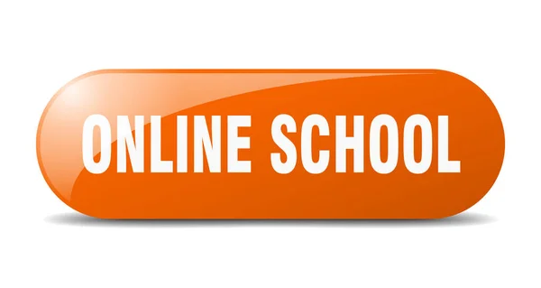 Online School Button Rounded Glass Sign Sticker Banner — Stock Vector