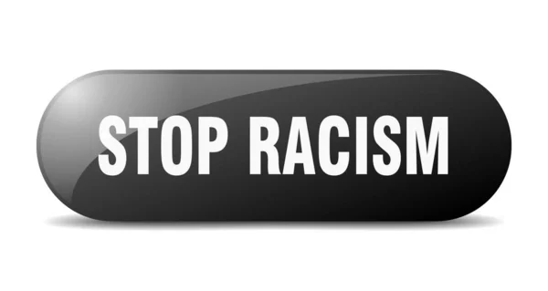 Detener Racismo Botón Signo Vidrio Redondeado Pegatina Banner — Vector de stock