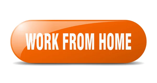 Werk Vanuit Thuisknop Afgeronde Glazen Bord Sticker Spandoek — Stockvector