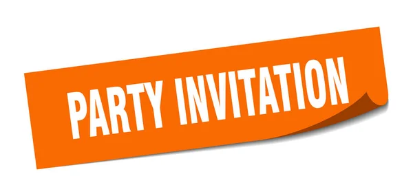 Party Invitation Sticker Square Isolated Peeler Sign Label — Stock Vector