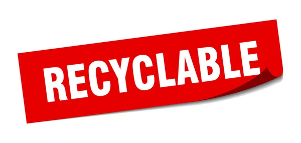 Recycleerbare Sticker Vierkant Geïsoleerd Schilbord Etiket — Stockvector