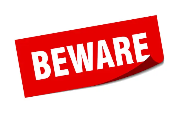 Beware Sticker Square Isolated Peeler Sign Label — Stock Vector