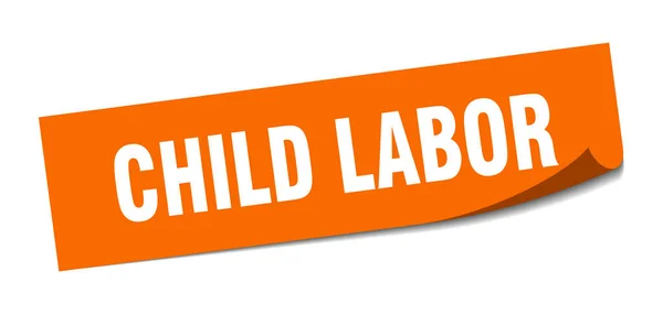 Child Labor Sticker Square Isolated Peeler Sign Label — Stock Vector