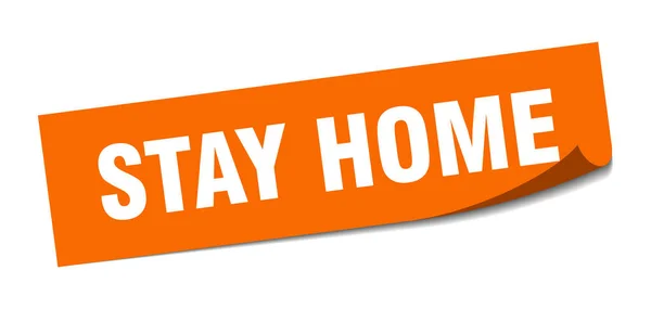 Stay Home Sticker Square Isolated Peeler Sign Label — Stock Vector