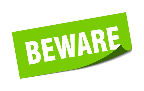 Beware Sticker Square Isolated Peeler Sign Label — Stock Vector