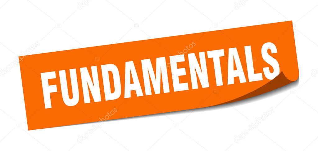 fundamentals sticker. square isolated peeler sign. label