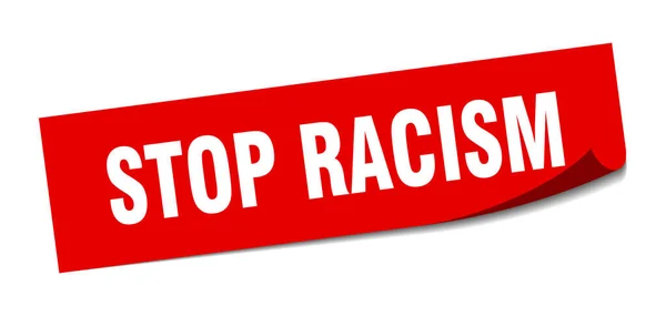 Stop Racism Sticker Square Isolated Peeler Sign Label — Stock Vector