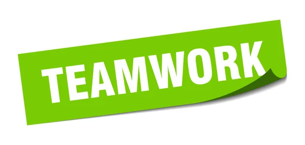 Teamwork Sticker Vierkant Geïsoleerd Schilbord Etiket — Stockvector