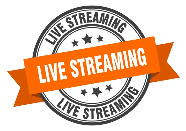 Live Streaming Label Signe Timbre Rond Ruban Bande — Image vectorielle
