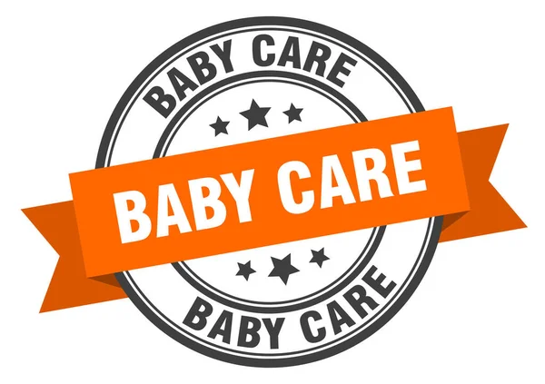 Etiqueta Cuidados Bebê Sinal Carimbo Redondo Fita Banda — Vetor de Stock