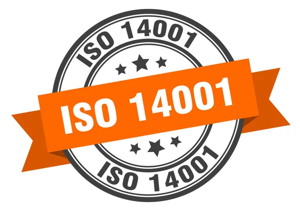 Etikettskylt Iso 14001 Rund Stämpel Band Band — Stock vektor