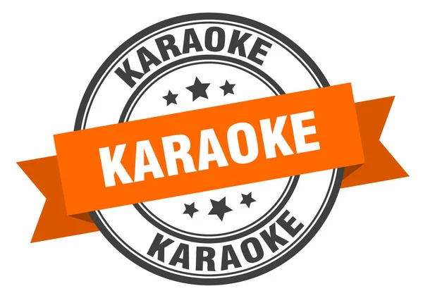 Znak Etykiety Karaoke Okrągły Znaczek Wstążka Zespół — Wektor stockowy