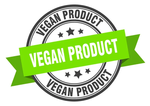 Signo Etiqueta Producto Vegano Sello Redondo Cinta Banda — Vector de stock