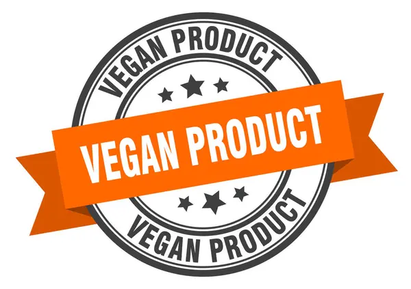 Signo Etiqueta Producto Vegano Sello Redondo Cinta Banda — Vector de stock