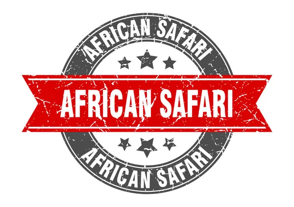 Sello Redondo Safari Africano Con Cinta Firma Etiqueta — Archivo Imágenes Vectoriales