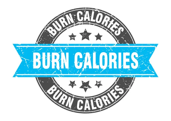 Bruciare Calorie Timbro Rotondo Con Nastro Firma Etichetta — Vettoriale Stock
