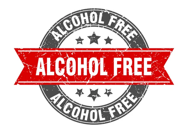 Selo Redondo Livre Álcool Com Fita Assine Rótulo — Vetor de Stock