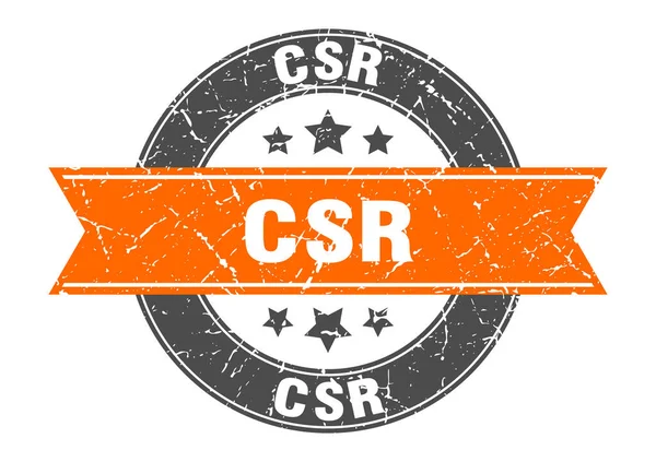 Timbro Rotondo Csr Con Nastro Firma Etichetta — Vettoriale Stock