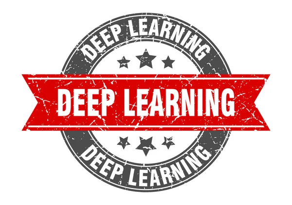 Deep Learning Rundstempel Mit Schleife Zeichen Etikett — Stockvektor