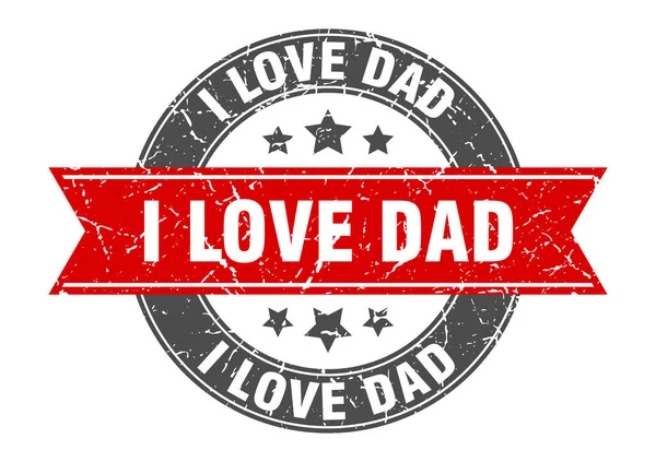 Love Dad Stamp Ribbon Sign Label — Stock Vector