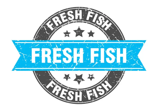 Fresh Fish Stamp Ribbon Sign Label — Stock Vector