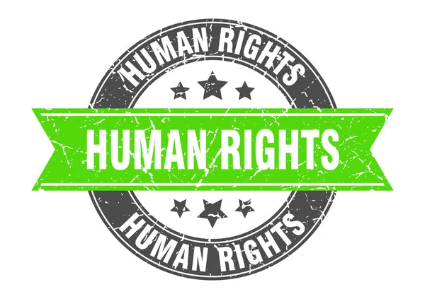 Sello Redondo Derechos Humanos Con Cinta Firma Etiqueta — Vector de stock