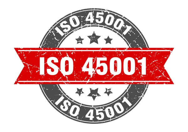 Iso 45001 Stamp Ribbon Sign Label — Stock Vector