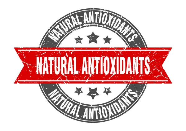 Natural Antioxidants Stamp Ribbon Sign Label — Stock Vector