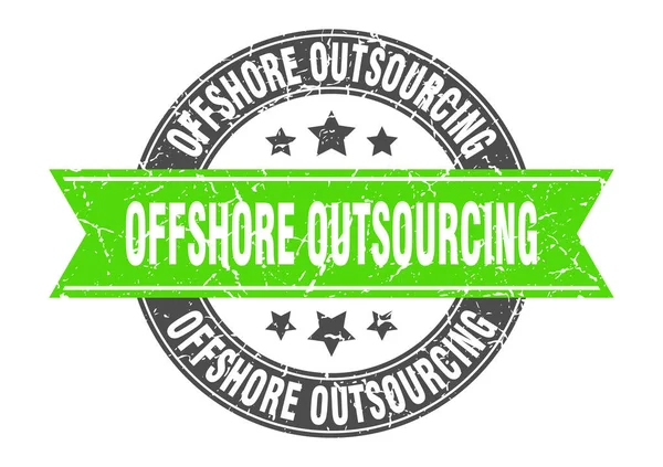 Outsourcing Offshore Sello Redondo Con Cinta Firma Etiqueta — Vector de stock