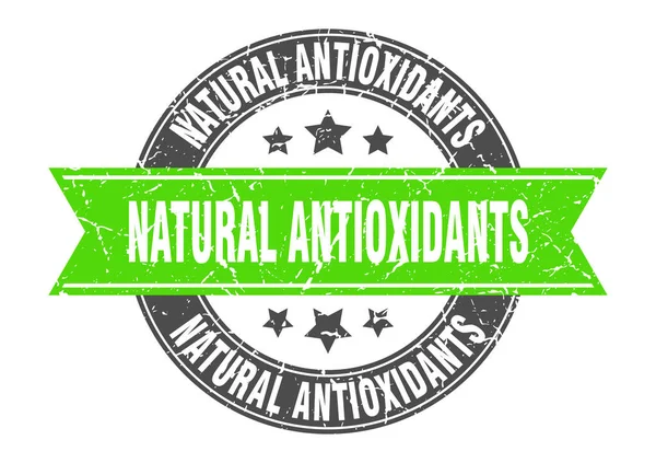 Antioxidantes Naturais Carimbo Redondo Com Fita Assine Rótulo — Vetor de Stock