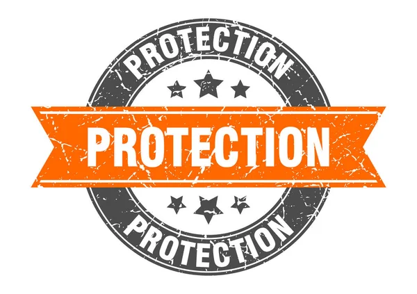 Proteção Carimbo Redondo Com Fita Assine Rótulo — Vetor de Stock