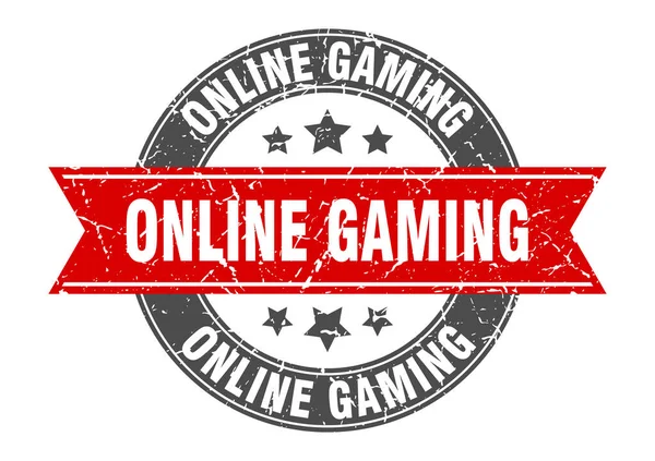 Carimbo Redondo Jogos Online Com Fita Assine Rótulo — Vetor de Stock