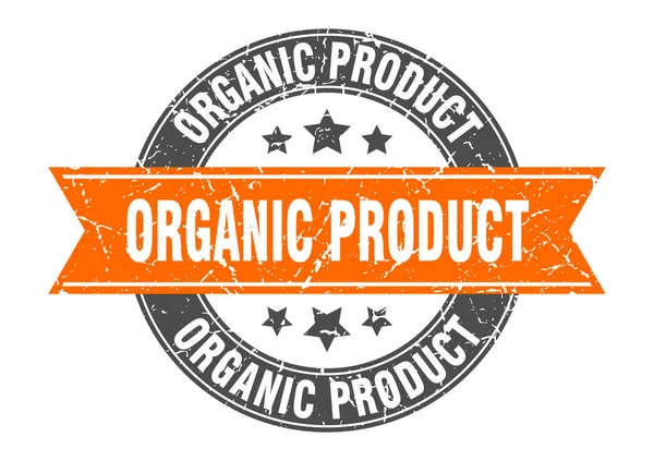 Carimbo Redondo Produto Orgânico Com Fita Assine Rótulo — Vetor de Stock