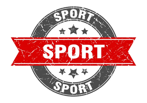 Sport Ronde Stempel Met Lint Teken Etiket — Stockvector