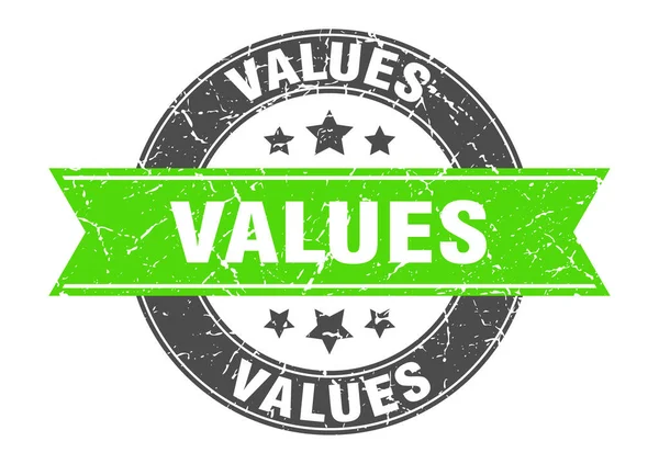 Valores Ronda Sello Con Cinta Firma Etiqueta — Vector de stock