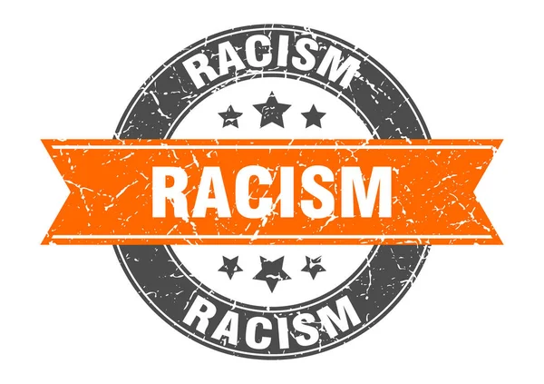 Rasszizmus Kerek Bélyeg Szalaggal Írja Alá Címke — Stock Vector