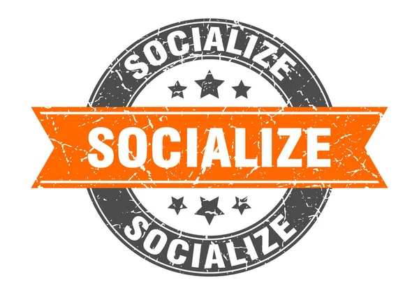 Socialize Stamp Ribbon Sign Label — Stock Vector