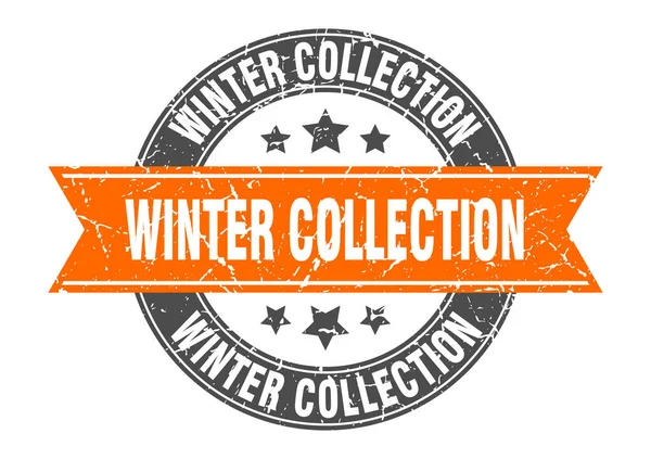 冬季集圆形彩带邮票 — 图库矢量图片