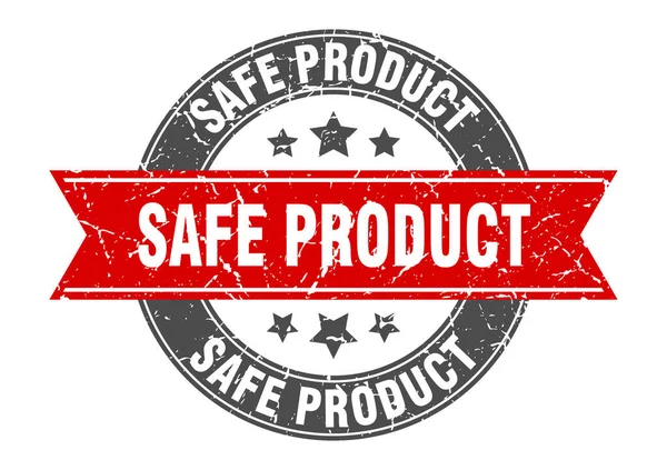 リボン付きの安全な製品ラウンドスタンプ サインを ラベル — ストックベクタ