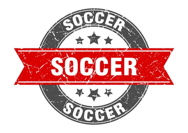 Fußball Runde Marke Mit Schleife Zeichen Etikett — Stockvektor