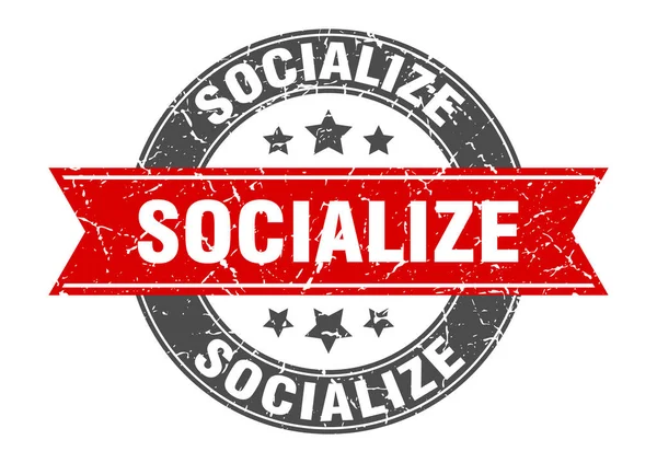 Socialize Stamp Ribbon Sign Label — Stock Vector