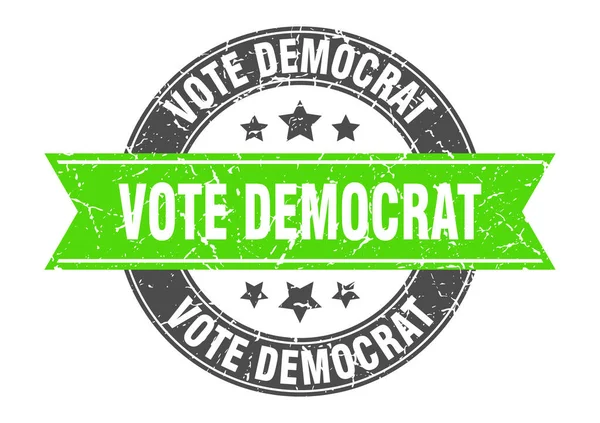 用丝带投票赞成民主党的圆形邮票 — 图库矢量图片