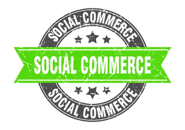 Social Commerce Stamp Ribbon Sign Label — Stock Vector