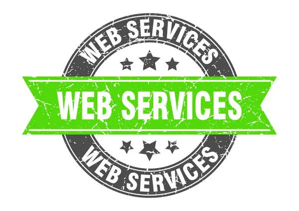 Web Services Carimbo Redondo Com Fita Assine Rótulo — Vetor de Stock