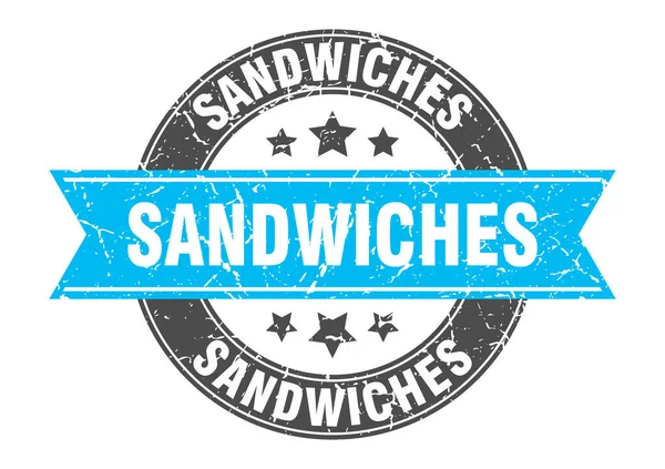 Sándwiches Redondos Con Cinta Firma Etiqueta — Vector de stock