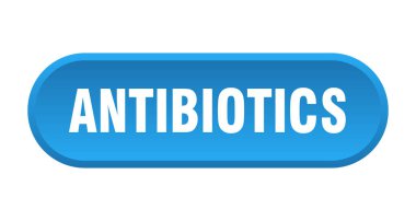 Antibiyotik düğmesi. beyaz arkaplanda izole edilmiş yuvarlak işaret