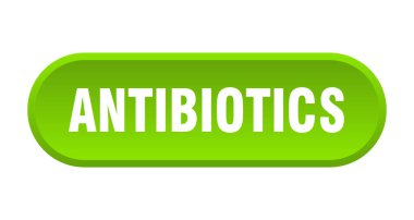 Antibiyotik düğmesi. beyaz arkaplanda izole edilmiş yuvarlak işaret