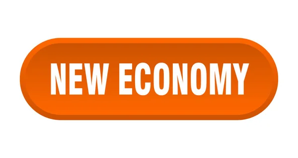 Nuevo Botón Economía Signo Redondeado Aislado Sobre Fondo Blanco — Archivo Imágenes Vectoriales
