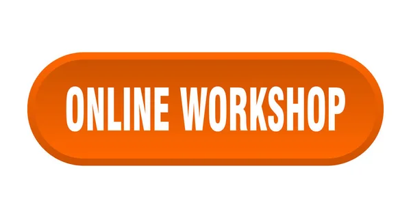 Online Workshop Knop Afgerond Bord Geïsoleerd Witte Achtergrond — Stockvector