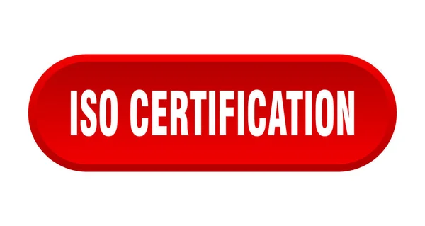 Iso Botón Certificación Signo Redondeado Aislado Sobre Fondo Blanco — Vector de stock